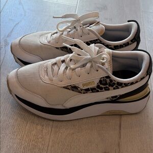 Puma Women's White and Leopard Sneakers (Cruise Riders)